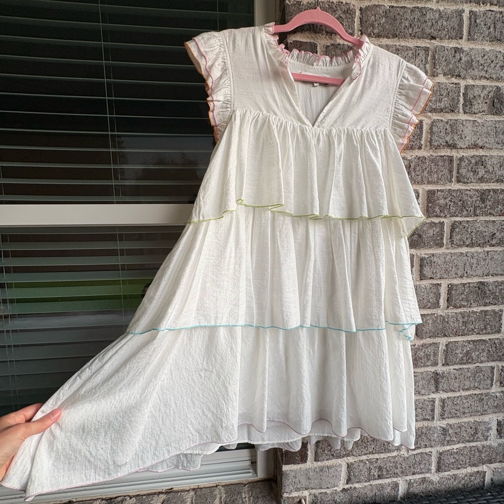 English Factory Colorblock Edge Tiered Ruffle Mini Dress - Picture 3 of 9